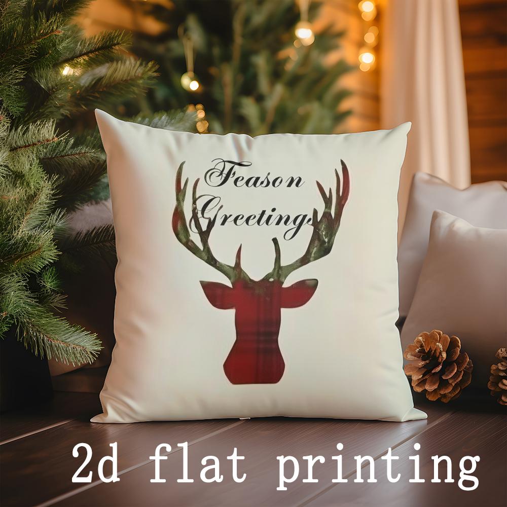 

Home Decor Christmas-themed Gnome & Deer Print Pillowcases Pattern Cushion Cover Suitable for Sofa Bedroom Car Pillow Cover 16x16Inch