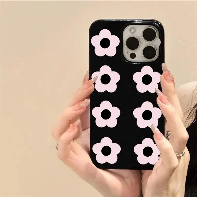 Cute Pink Flower Print Phone Case For iPhone17 16 15 14 Plus 13 12 11 Pro Max 16E X XR XS Max 7 8 Plus SE Shockproof Soft Cover