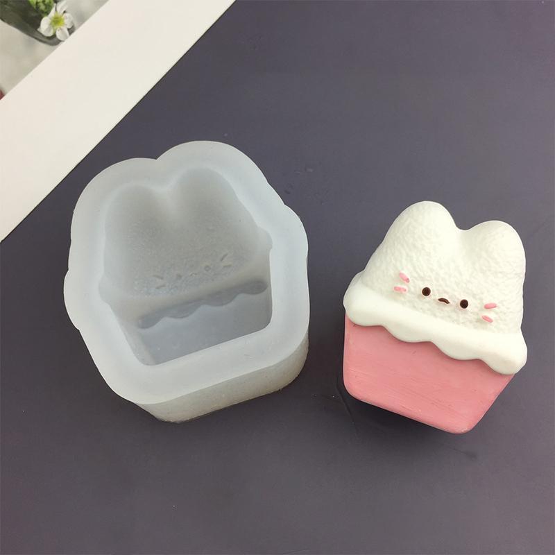 Cartoon Tier Hase Kätzchen Silikonform zum Backen Eierbissen Muffinblech Schokoladenkuchen Pie Backwerkzeuge Kerzenformen