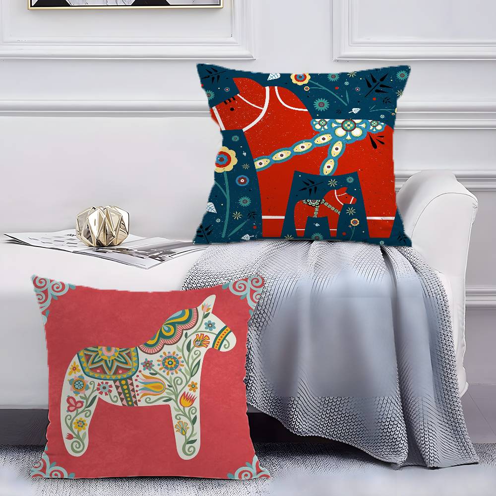 Classical Style Darama Print-Cute Pillow Case Anti-dustmite Pillowcase Invisible Zipper Silky Short Plush Sofa Cushion Cover