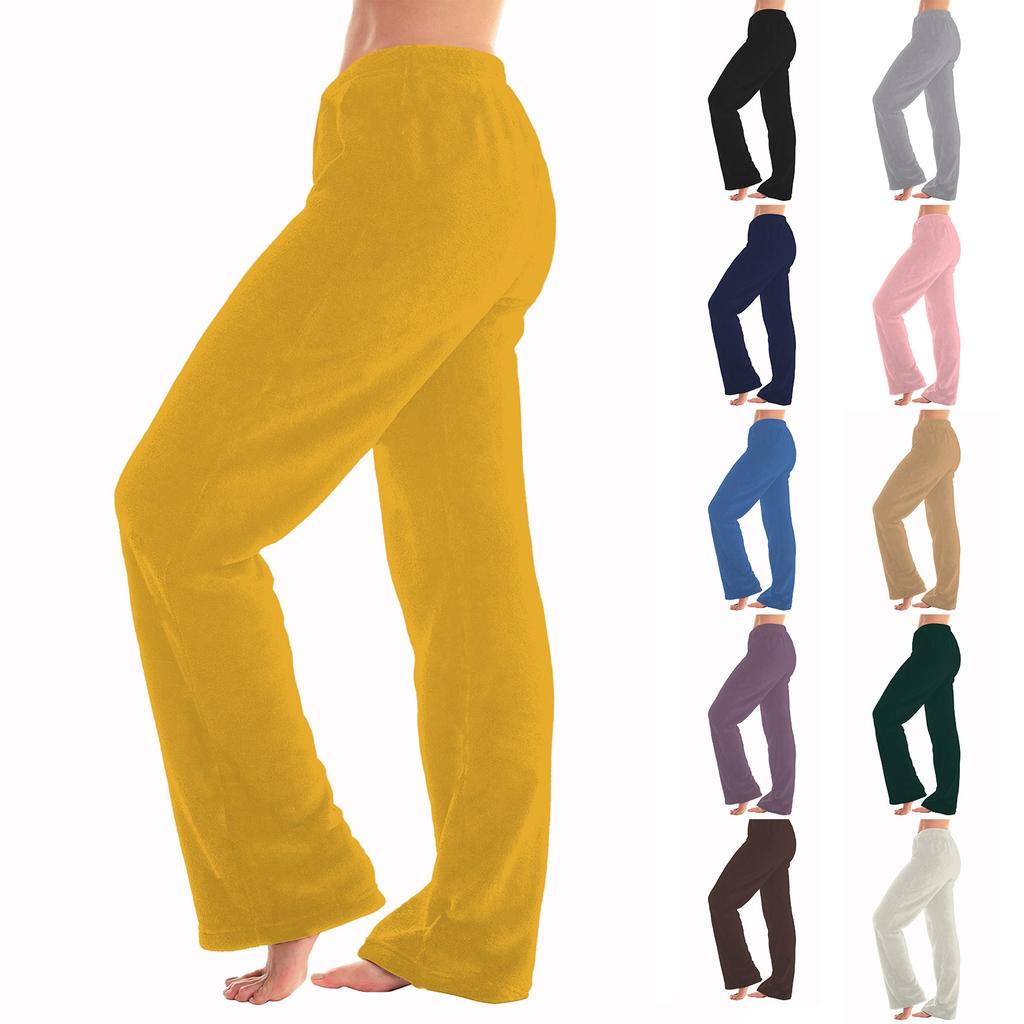 Women's Solid Color Printed Trousers Plush Casual Pants