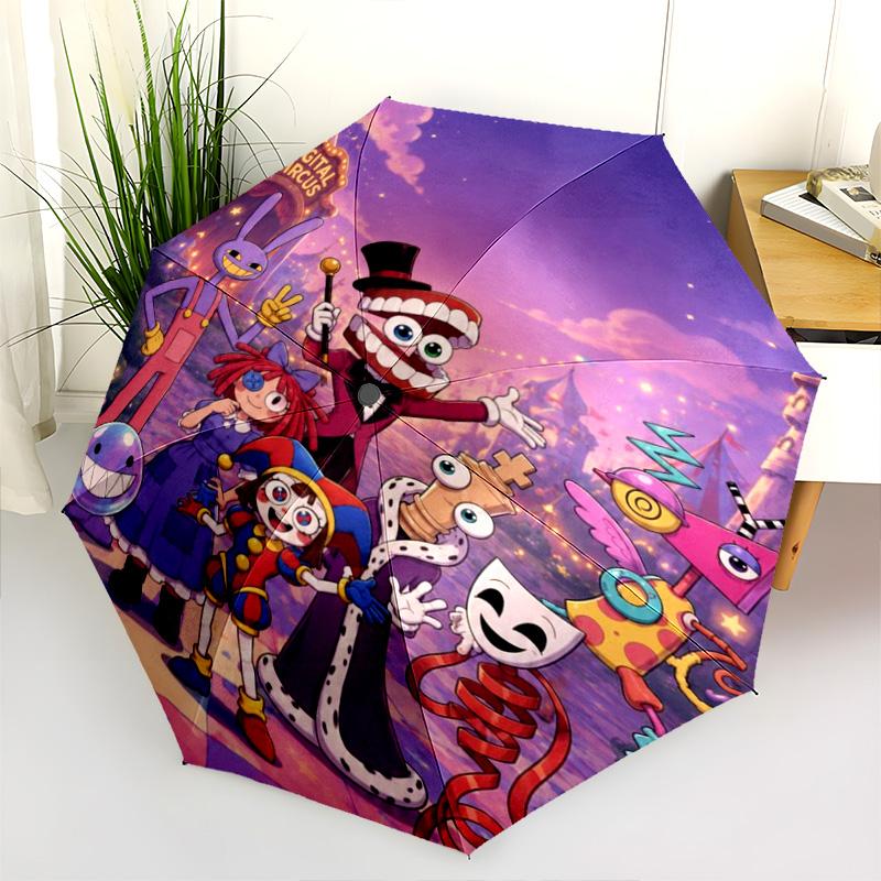 Pomni Halloween Characters Automatic Umbrella - Suitable Travel Outdoor Portable Umbrella Birthday Gift Daily Essentials