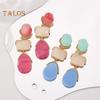 1 Pair Women Hanging Earrings Exaggerated Geometric Color Matching Smooth Bohemian Style Club Party Dangle Earrings Ear Jewelry