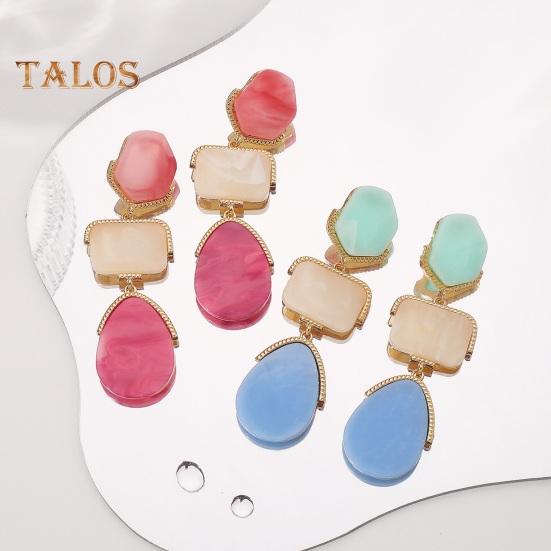 1 Pair Women Hanging Earrings Exaggerated Geometric Color Matching Smooth Bohemian Style Club Party Dangle Earrings Ear Jewelry