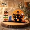 Compact Ornament for Dining Tables Halloween Wooden Tabletop Signs Decor Haunted House Ghost Pumpkin Black Seasonal Home Accents Parties Cat