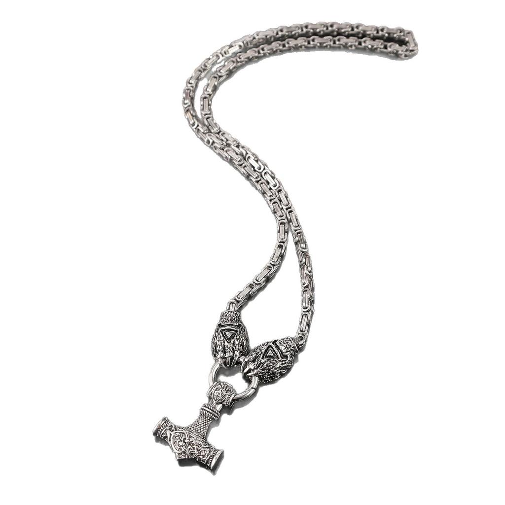 Collana Ciondolo Martello Artiglio d'Orso Vichingo Retrò - Catena in Acciaio Inossidabile, Gioielli alla Moda & Trendy