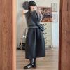 Gray Wool Blend High Waist A-Line Skirt for Women - Petite & Plus Sizes, Autumn/Winter 2025 Collection.