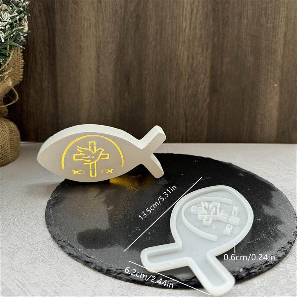 Jesus Fish Candle Holder Silicone Plaster Mold Candle Drip Balloon Light Ornament Home Decoration