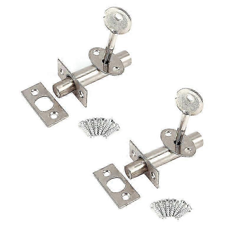 26-27 2 Set Door Hardware Security Door Bolts Dead Latch Lock Invisible Stainless Steel Lock With Fitting & Star Key Covers