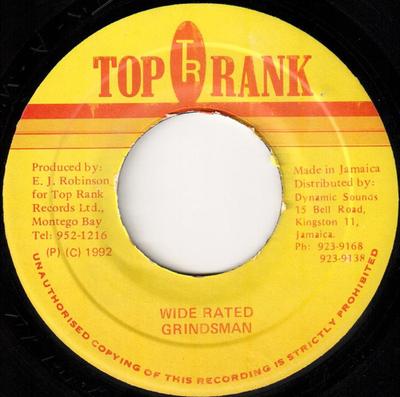 7inch Record GRINDSMAN - Wide Rated NONE Top Rank 1992 Jamaica Reggae, Ska & Dub Used