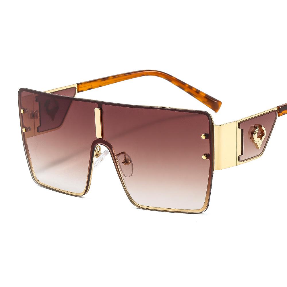 2024 Newest High Fashion Custom Logo Men Women Uv400 Gafas De Sol One-Piece Huge Square Frame Sunglasses