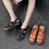Summer Cowhide Closed Toe Men's Sandals Hollow Leather Sandals Men's Fashionable Leather Driving Soft Bottom Non-Slip Beach Shoes