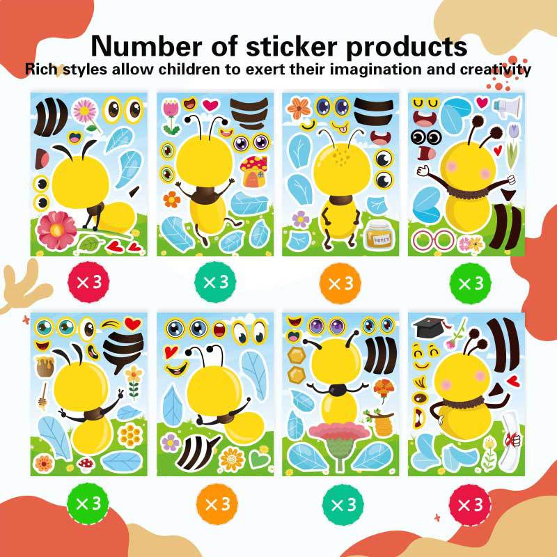 

Children s Cartoon Bee DIY Puzzle Stickers Face Changing Stickers Decoration School Parties Make Own Dog Stickers