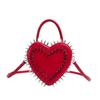 Pu Heart Shaped Bag For Women With Doublesided Stud Embellishments And Chain Strap For Daily Use