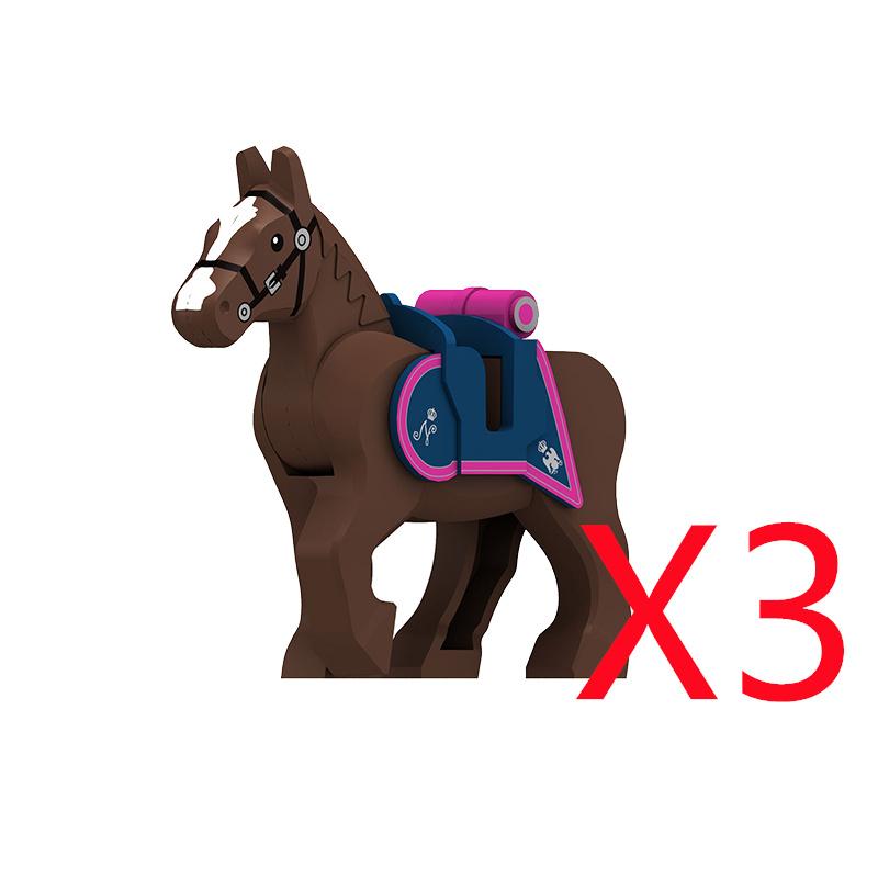 MOC Building Blocks Military Napoleon Cavalry Gothic Warhorse Animal Wolf Seat Widened Saddle Rope Accessories Brick Toy Gifts