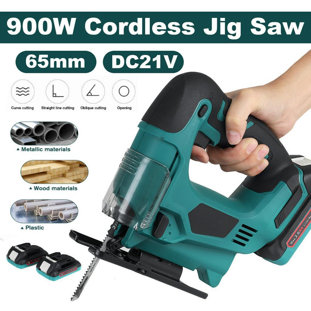 900W 21VF Cordless Jig Saw Electric Jigsaw Metal Blade with Batteries Metal Woodworking Portable Power Tool 4 Adjustable Angles