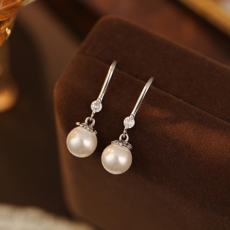 Banyan Tree S925 Silver Light Luxury Pearl Ear Hooks - Elegant Women's Earrings