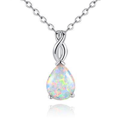 Collier Pendentif Opale Goutte d'Eau Imitation Bohème Pour Femmes Fille Fête Bijoux Glamour Fiançailles Alliance Accessoires