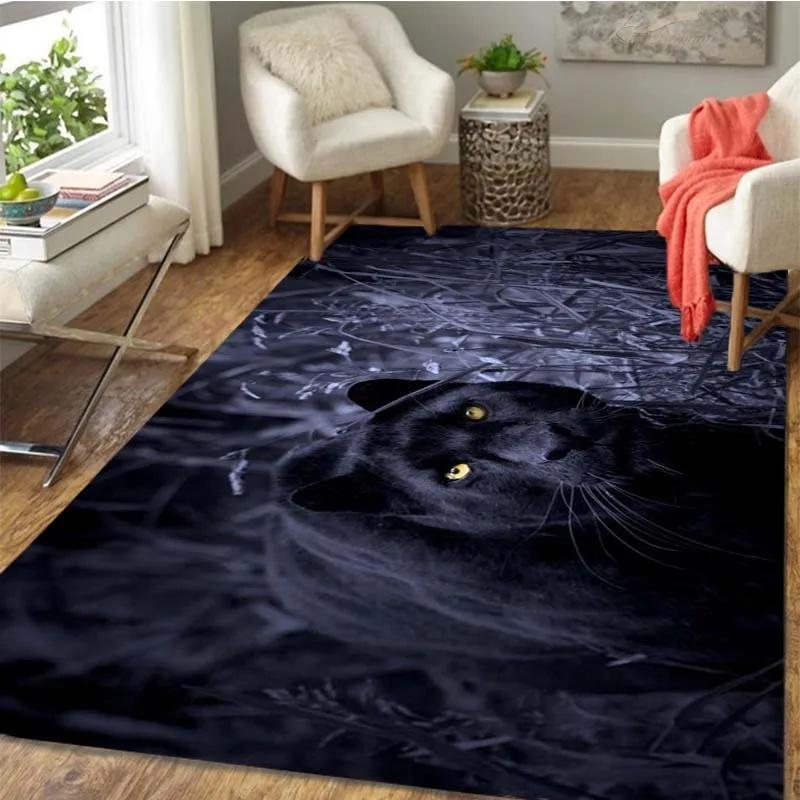 Panther Carpet Black Leopard Rug for Living Room Large Area Rug Animal Lion Tiger Doormat for Bedroom Home Decoration Tribal Rug