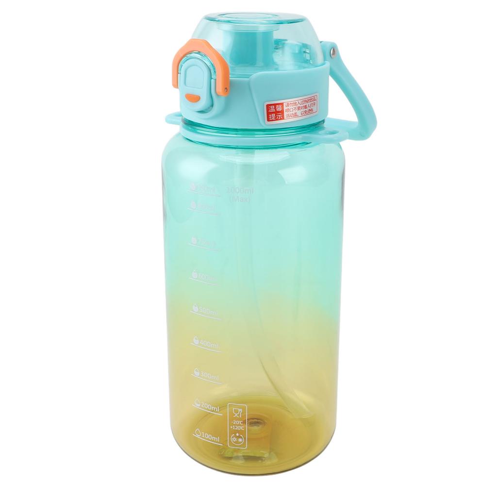 Sports Water Bottle 1000ml Leakage Proof Detachable Straw Portable Water Cup with Handle Shoulder Strap for Students