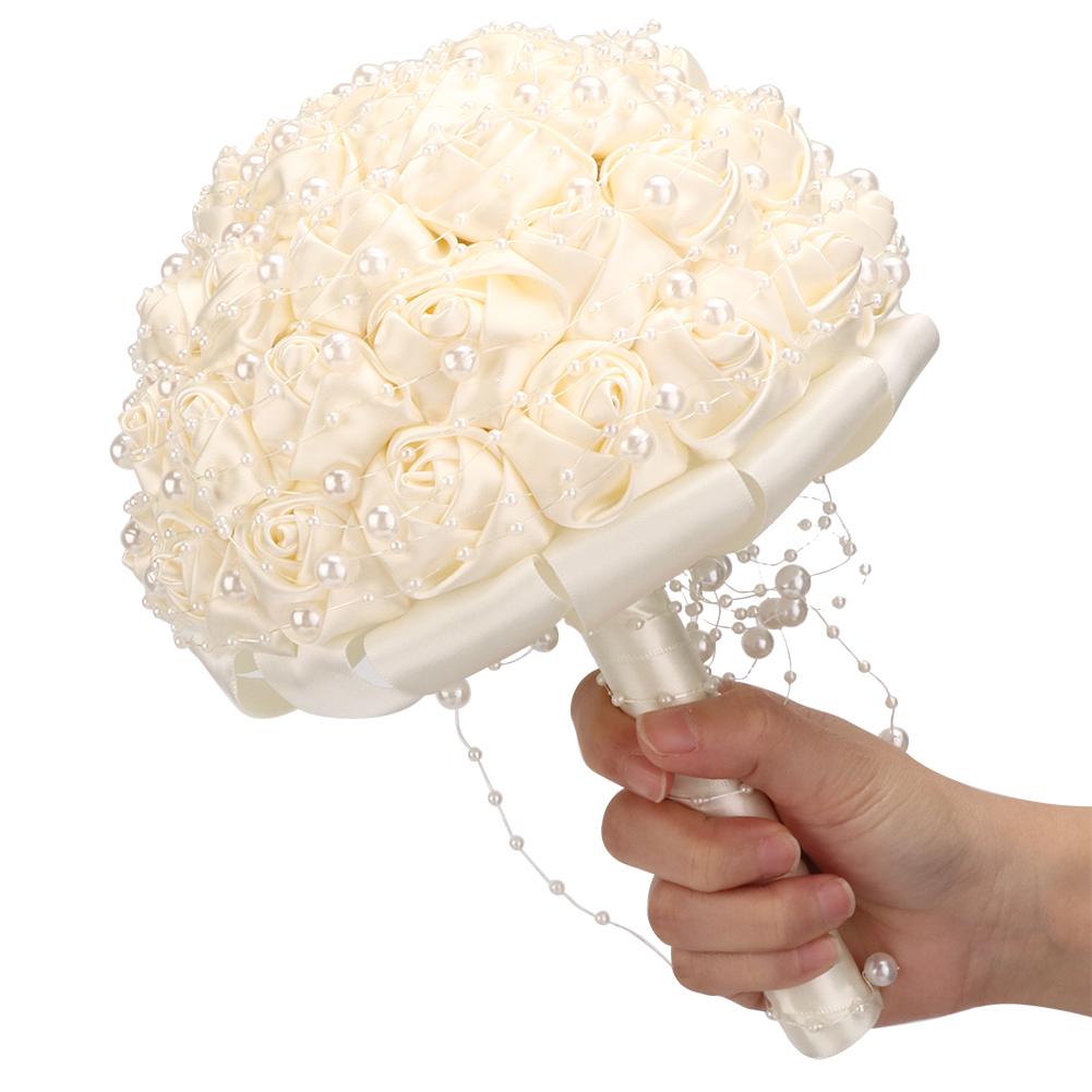 Delicate Bridal Buequet Crystal Artificial Pearl Holding Flowers Wedding Decor