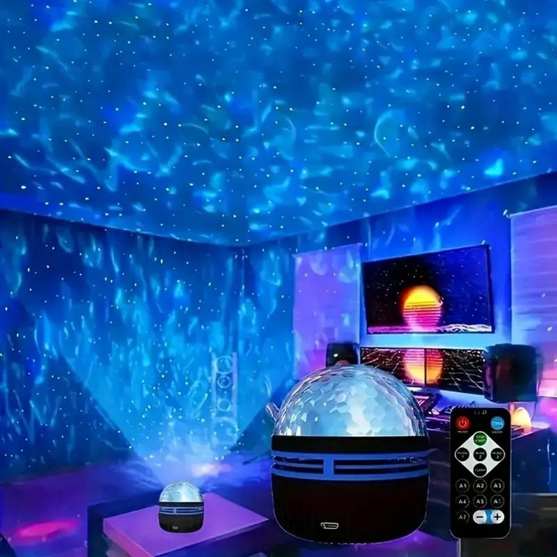 USB Powered LED Night Light with Water Ripple and Star Effects - Comes with a Remote Control for Easy Operation, Suitable for Be