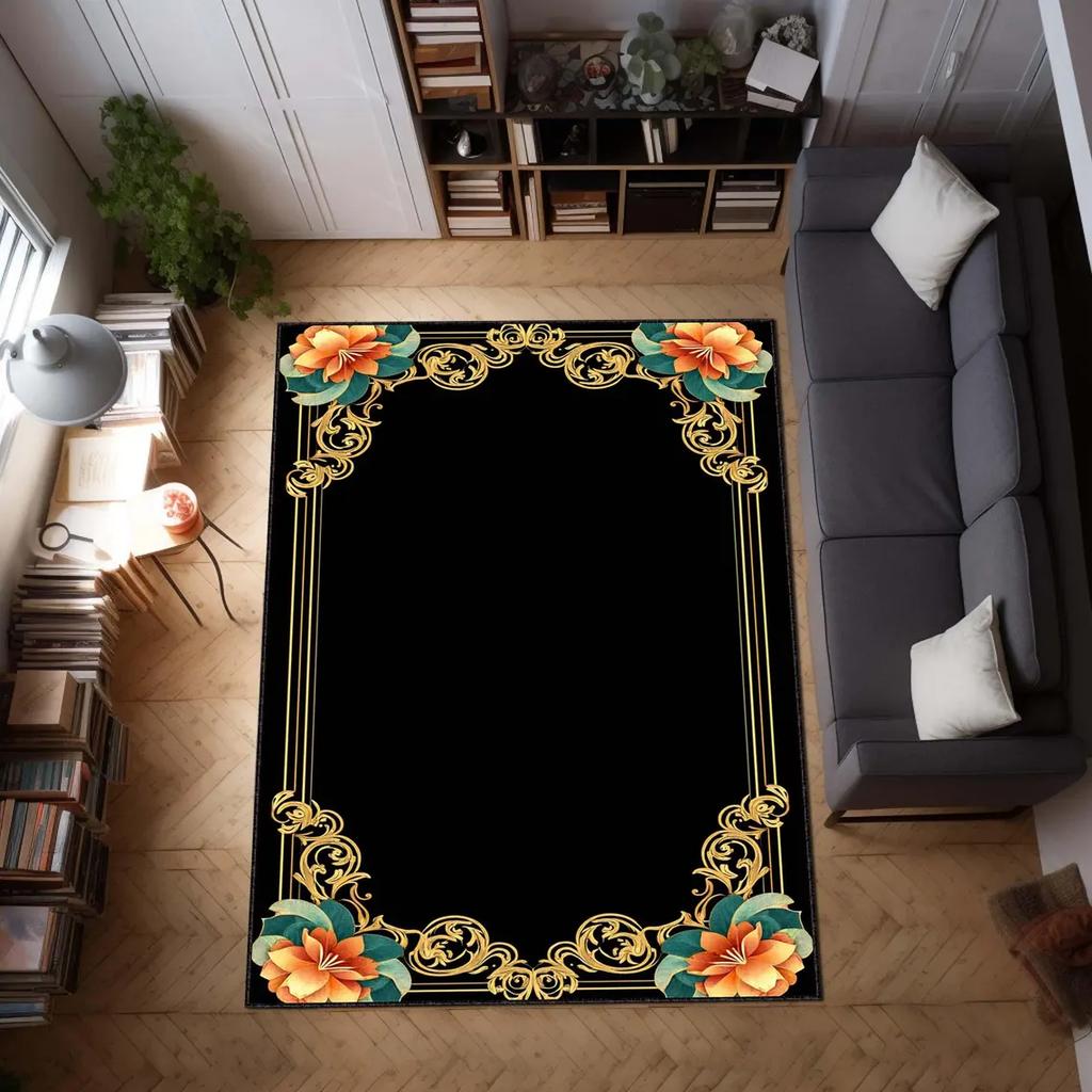 Elegant Art Deco Area Rug Floral Luxury Carpet Vintage Glam Floor Carpet Modern Classic Home Accent Office Design Floor Mat