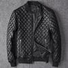 New Men's Leather Jacket, Cotton Jacket, Baseball Uniform, Sheepskin Stand Collar, Slim Motorcycle Leather Jacket, Cotton Jacket