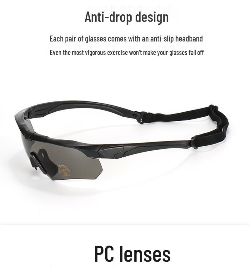 In-Stock Black CS Tactical Polarized Anti-UV Shooting Goggles - Windproof, Sandproof Outdoor Sunglasses.