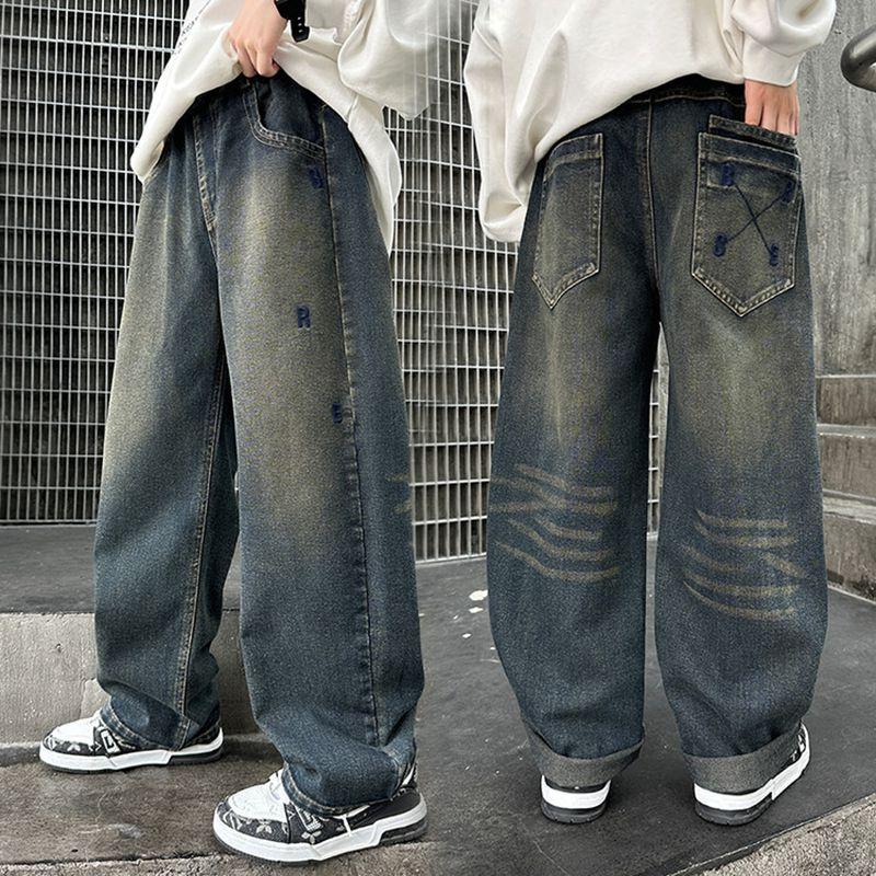 Jeans da Ragazzo per Pantaloni da Bambino Abbigliamento Bambini Pantaloni Larghi Primavera Autunno Vestiti Adolescente Jeans Casual 4-14A