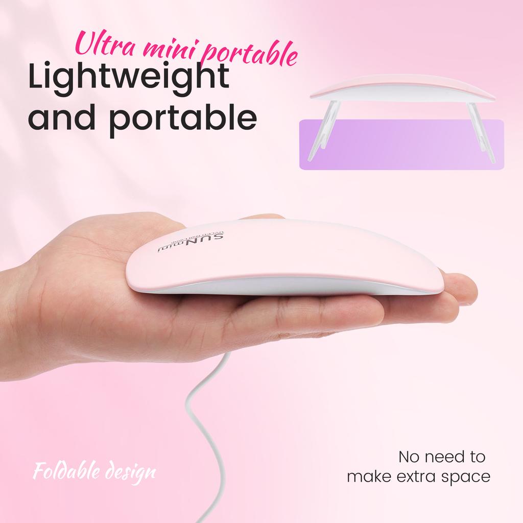 Mini LED Nail Dryer Lamp 6W UV Portable Nail Dryer Curing Lamp Light for Gel Based Polish Home Nail Nail Art Tools Accessories
