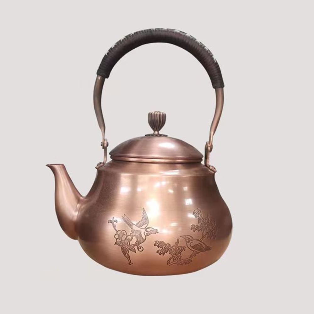 Chinese Handmade Red Copper Kettle, Large Capacity Boiling Water Pot, Pure Copper Teapot For Home, Classic Health Tea Set, 1.6L 1.6L