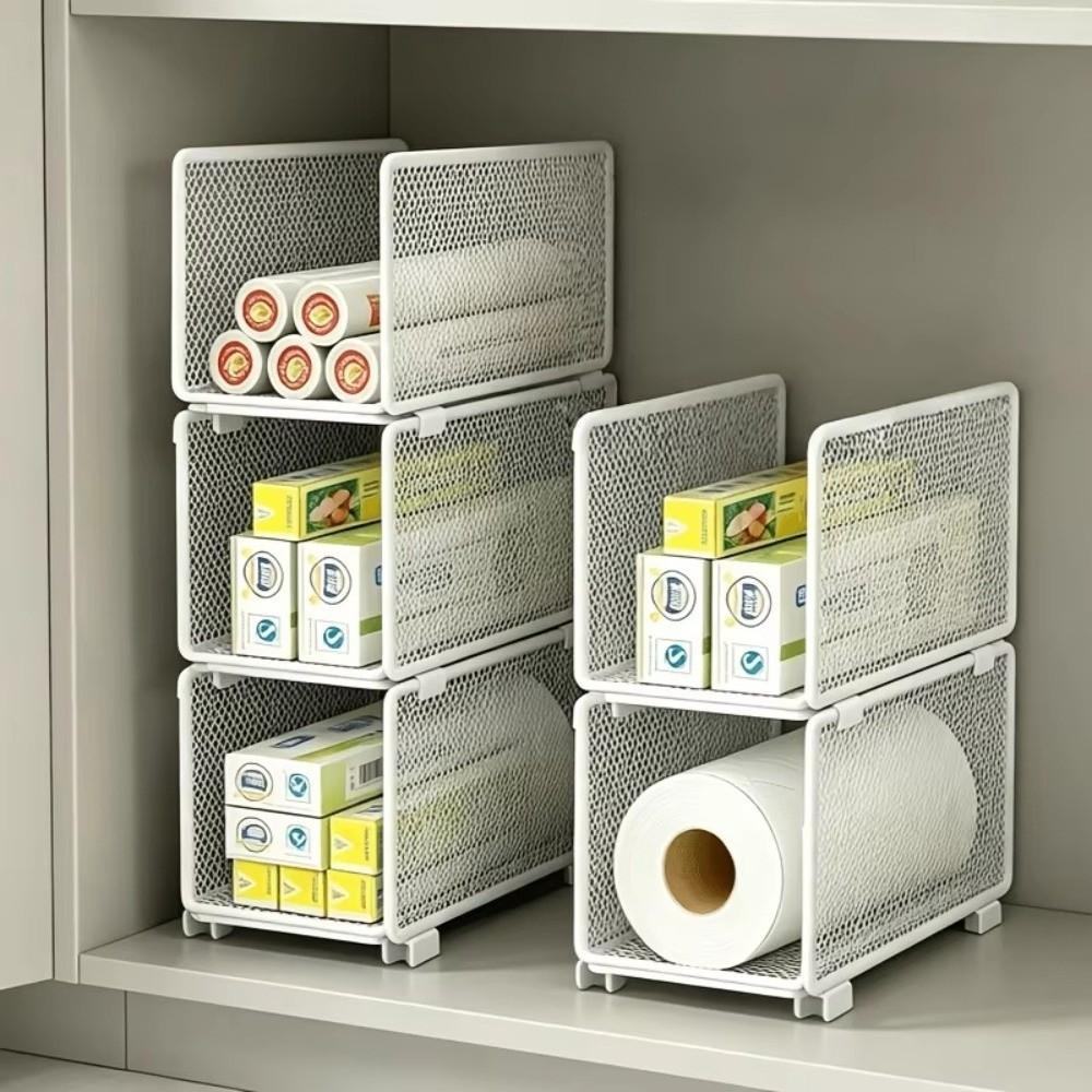 1pcs Mesh Construction Cabinet Storage Basket Mesh Shelving Unit Rack  For Household Use