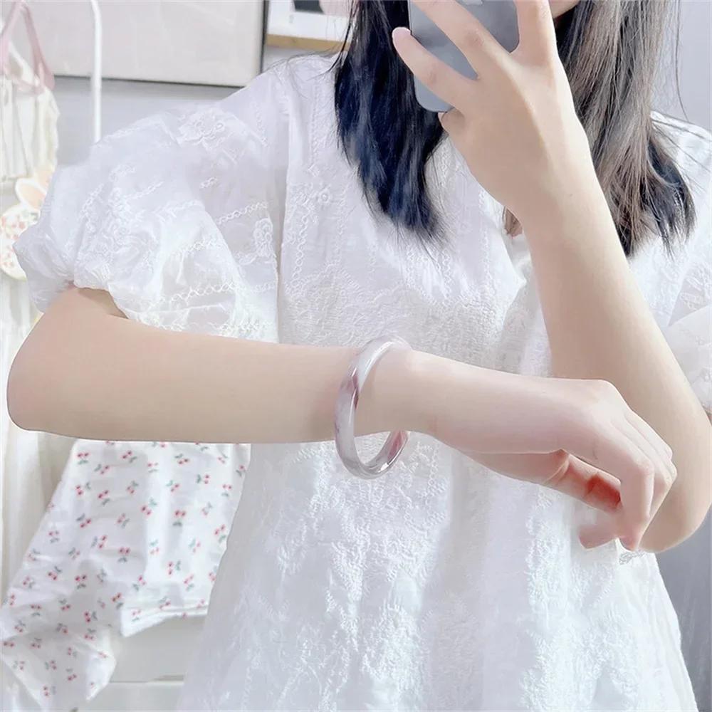 Green White Bracelet Elegant Gift Chinese Temperament Minimalist Popular Retro Charm Ink Round Bracelet Daily Simple Jewelry