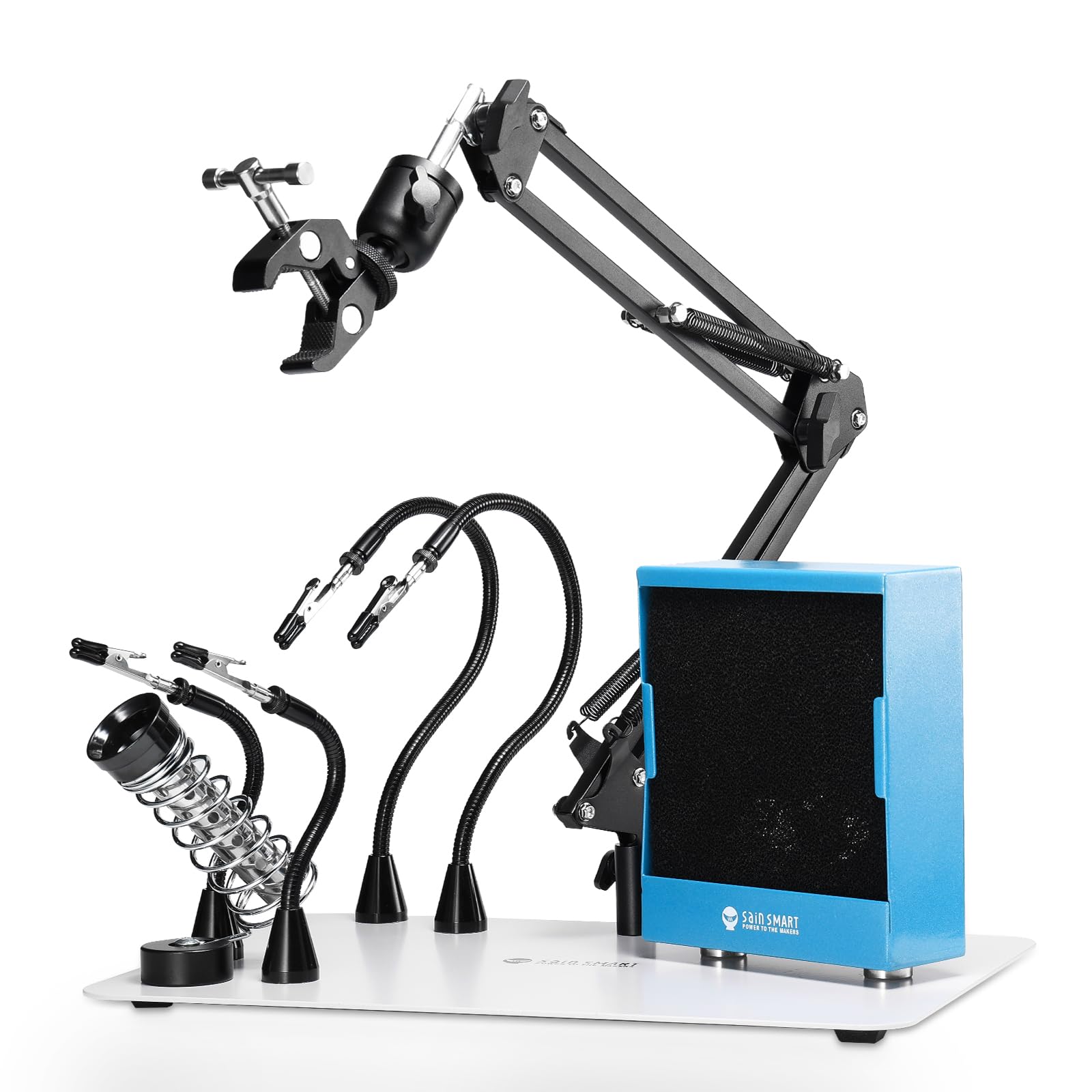 

SainSmart Magnetic Helping Hands Solder Smoke Hot Air Gun Holder with x Sturdy Base Flexible and 3rd Hand Tool for Soldering Stations Soldering,