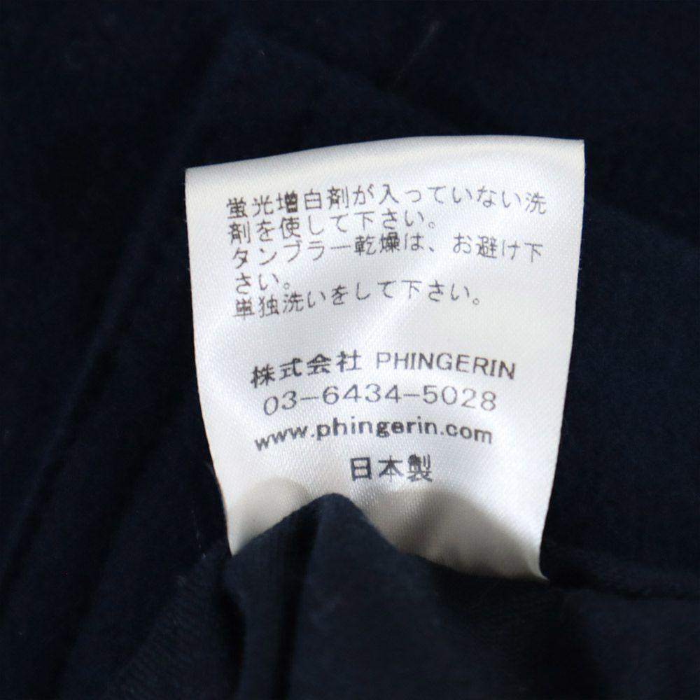 PHINGERIN Made In Japan Long Sleeve Hooded Brushed Cotton Shirt M Navy Men's Used