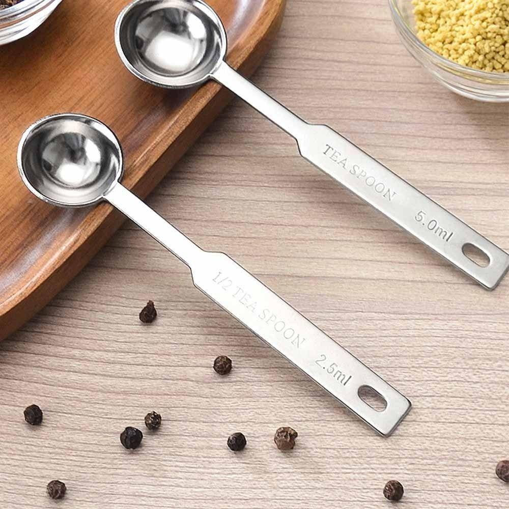 4Pcs Teaspoon Measuring Cups Set Stainless Steel Coffee Sugar Scoop  Baking Tool