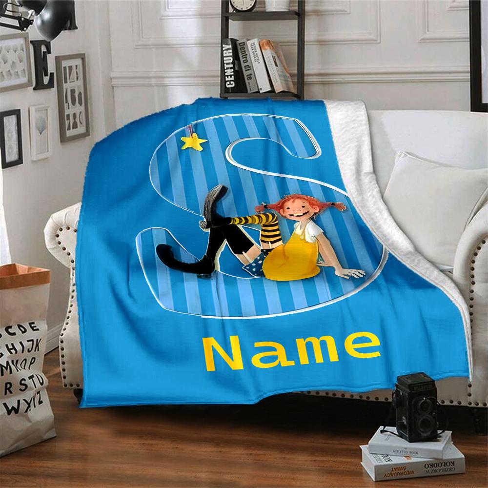 Pippi Longstocking Blanket With Customizable Name Soft And Comfortable Shawl Blanket For All Seasons Suitable For Home Travel Camping Office