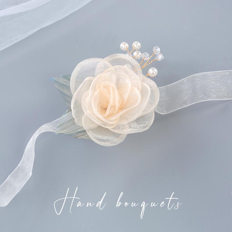 Корейский эстетичный свадебный и для подружек невесты браслет-бутоньерка с жемчугом и кристаллами - Стиль Fresh Mori