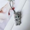 Kawaii Flocking Cat Pendant Phone Lanyard Cute Bow Kitten Phone Chain Korean Mobile Phone Charm Keycord Girl Gifts