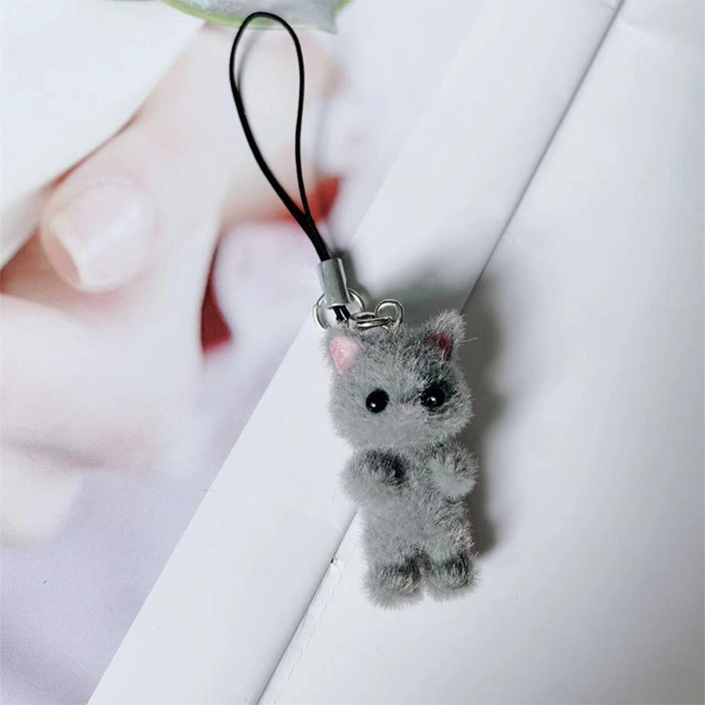 Kawaii Flocking Cat Pandantiv Telefon Lanyard Drăguț Arc Pisicuță Telefon Lanț Coreean Telefon Mobil Charm Breloc Fată Cadouri