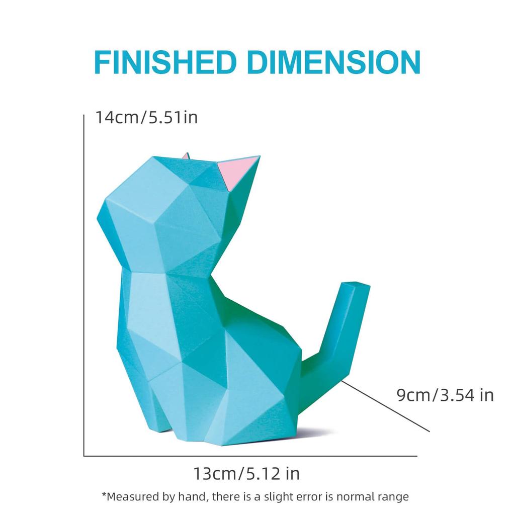 ORIGAMIPLANET 3D Origami Craft Kit Moonlit Cat Paper Home Paper 3D Paper Handmade Home DIY Craft Set for Gift for Adults and Kids Ages - Kitten,