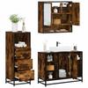 3 Piece Bathroom Furniture Set Smoked Oak Wood Based Material