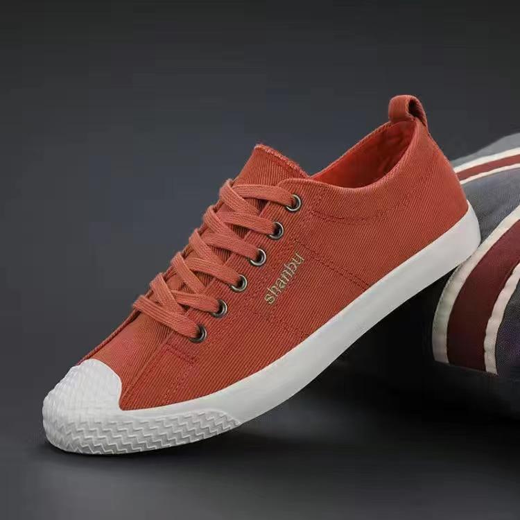 

2025 Low Cut Men s Casual Shoes Size 38-44 Lace Up Summer Breathable Canvas Walking Shoes Comfortable Sport Sneakers 38 червоний