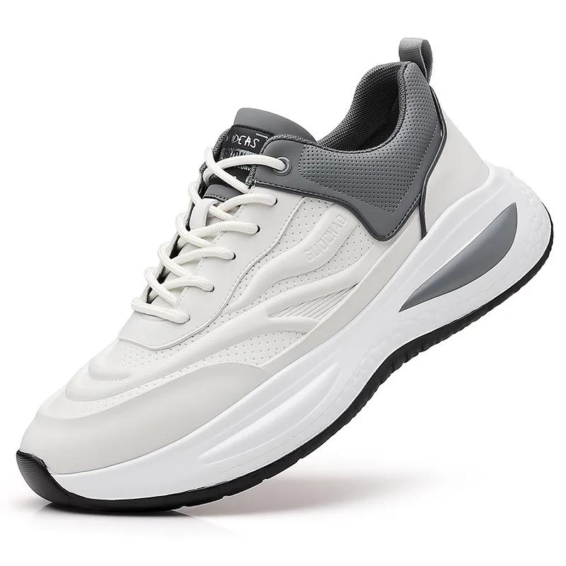 FashionCasual Sports Men Sneakers Spring Autumn Cow Leather Platform Shoes for Man Fashion Sports Shoe Male