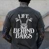 Funny Life Behind Bars Distressed Motorcycle T-Shirt