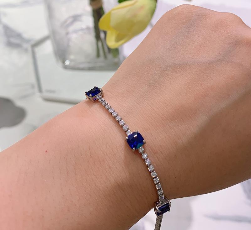 Jewelry Colored Treasure Simulation Emerald Pigeon Red Corundum Blue Spinel Bracelet Girls Gift