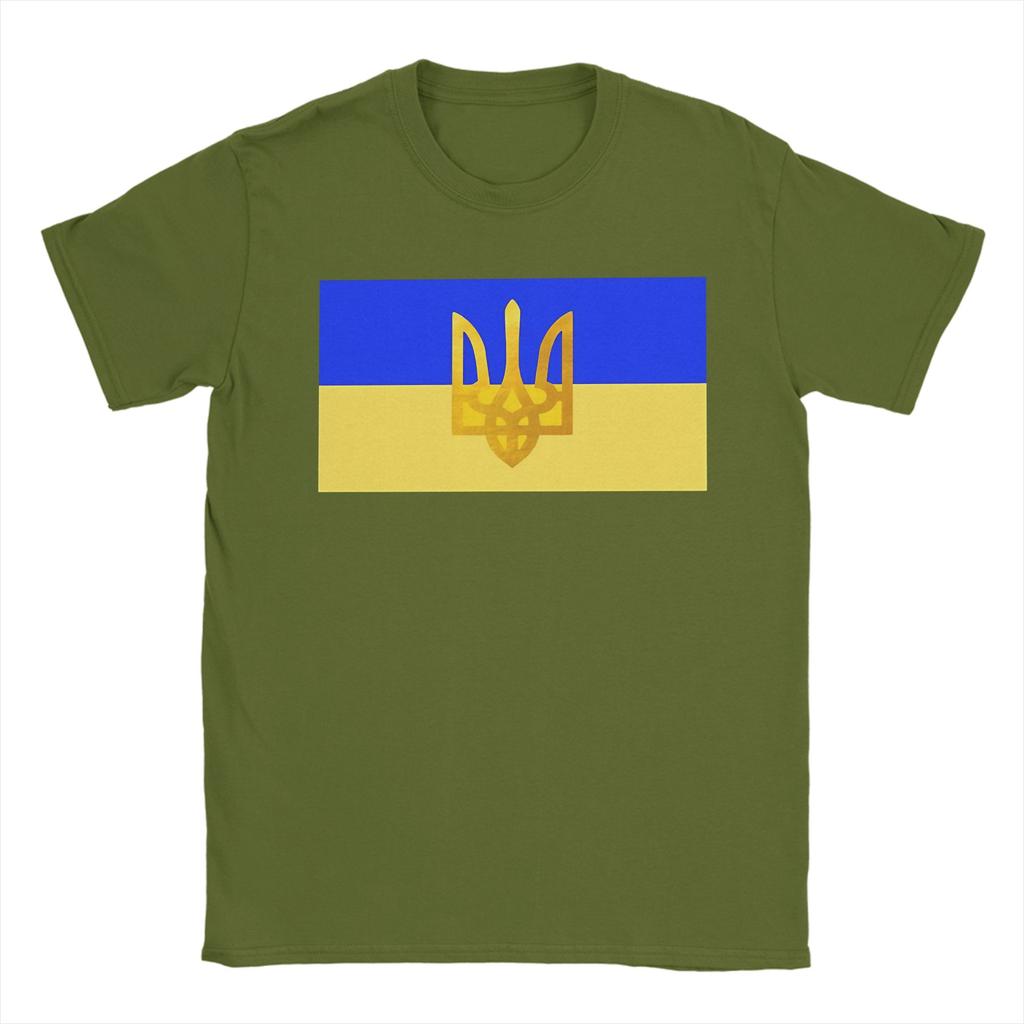Ukraine Flagge T-Shirt für Herren Tolles Baumwoll-T-Shirt Rundhals Kurzarm T-Shirts Geburtstagsgeschenk Oberteile