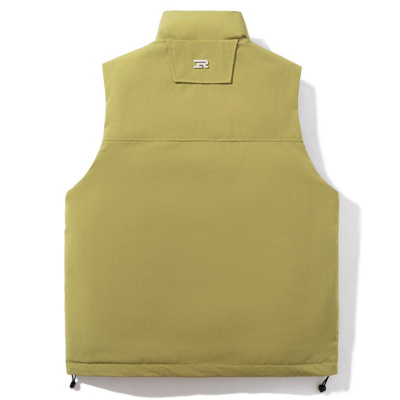 Men 50% White Duck Down Vest, Wind‑Resistant Stand Collar Sleeveless Gilet Drawstring Hem Outdoor Winter Waistcoat