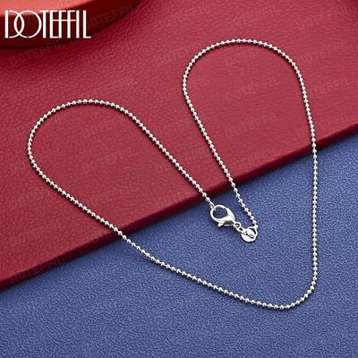 Bijoux de Mode en Argent Sterling 925 Chaîne Perlée 2 mm 16-30 Pouces Collier de Mariage